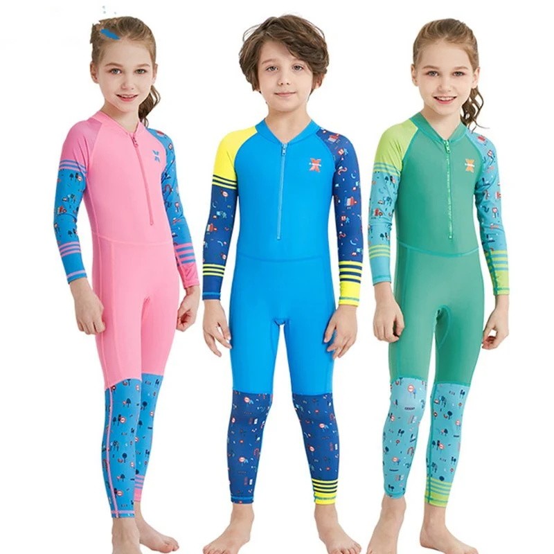 Combinaison de plongée à séchage rapide pour enfants filles et garçons, combinaison de snorkeling à manches longues, maillot de bain une pièce, idéale pour la natation et le snorkeling, tailles enfants.