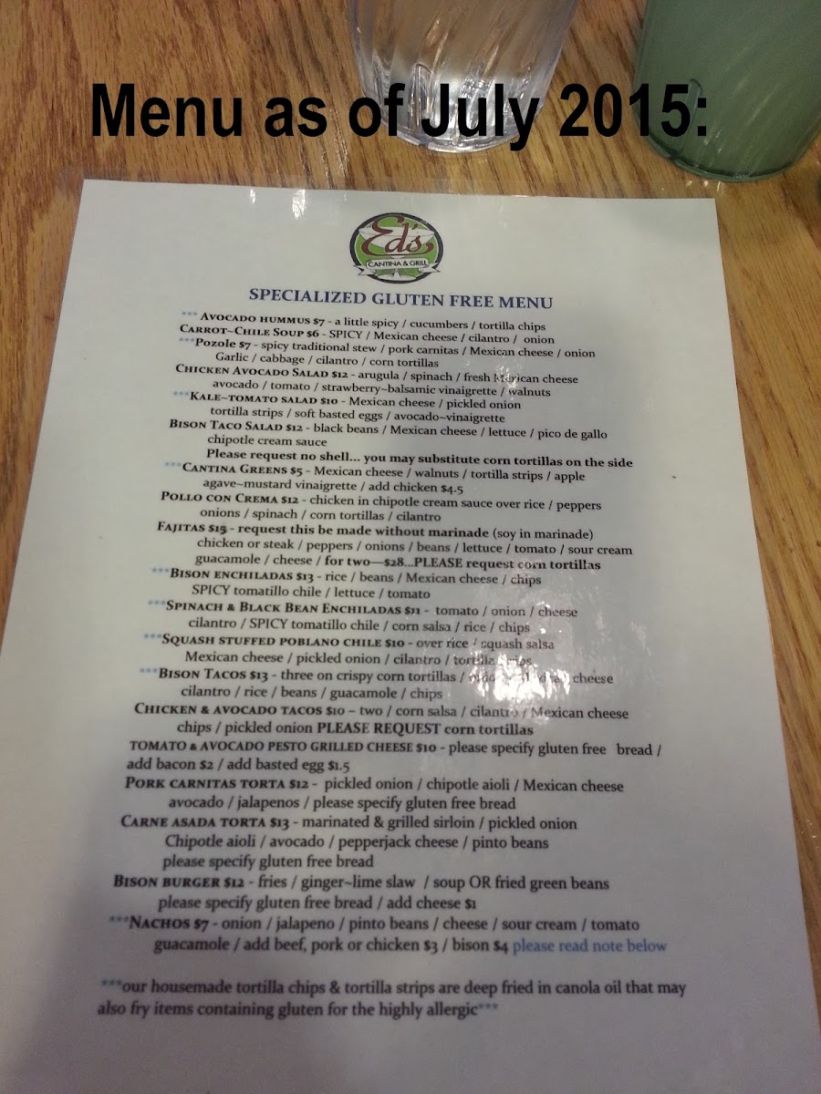 Ed's Catina menu as of July 2015. Zoom in to read.