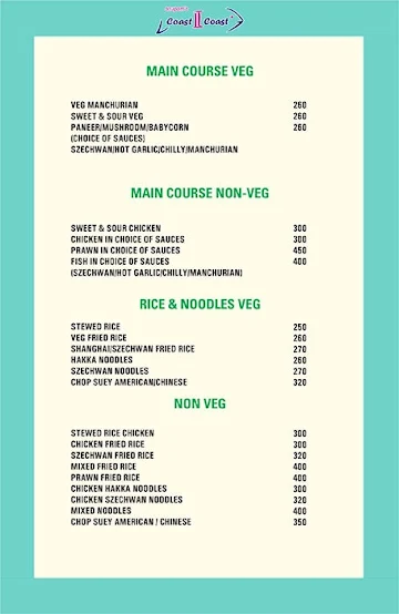 Anupam's Coast II Coast menu 