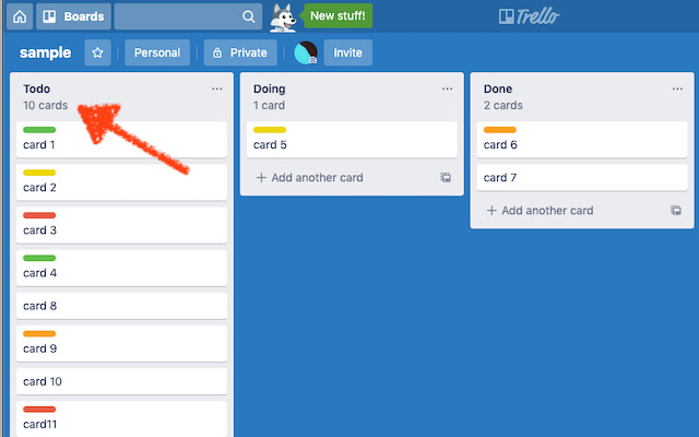 Card counter for Trello chrome extension