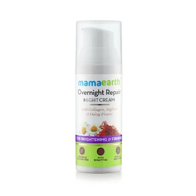 Mamaearth Skin Repair Night Cream For Glowing Skin & Anti Ageing, With Collagen, Saffron & Daisy Flower - 25 gm