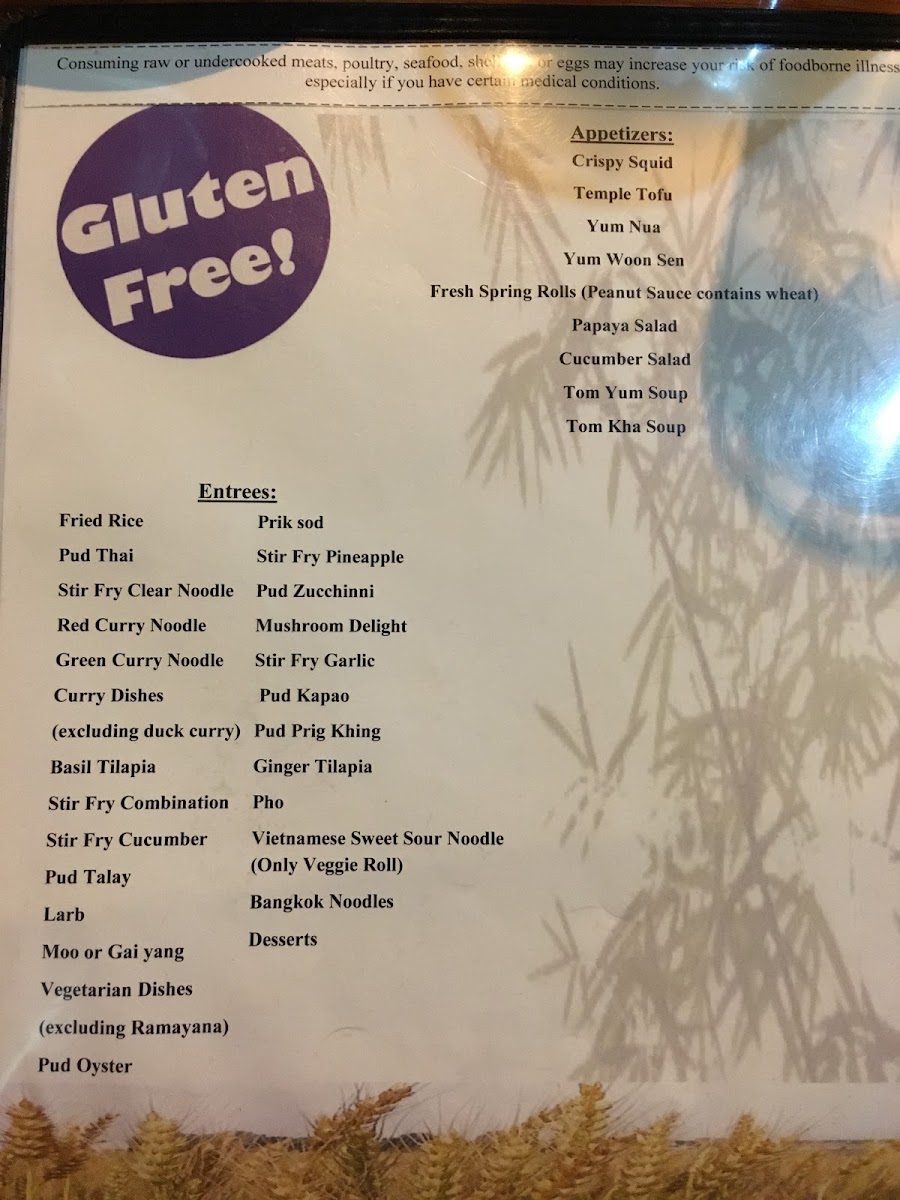 Mekong Cafe gluten-free menu