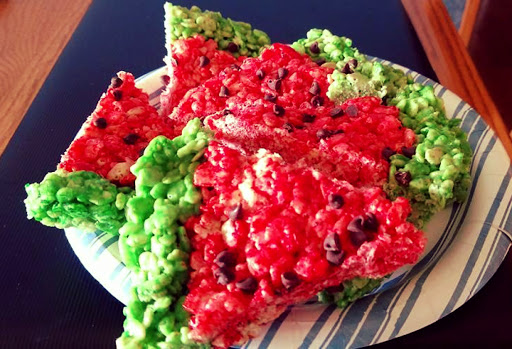 rice krispy treats that look like slices of watermelon