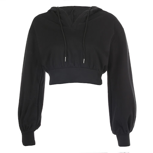 Title 6, Solid Color Waist Tight Loose V-neck Hooded Jacket