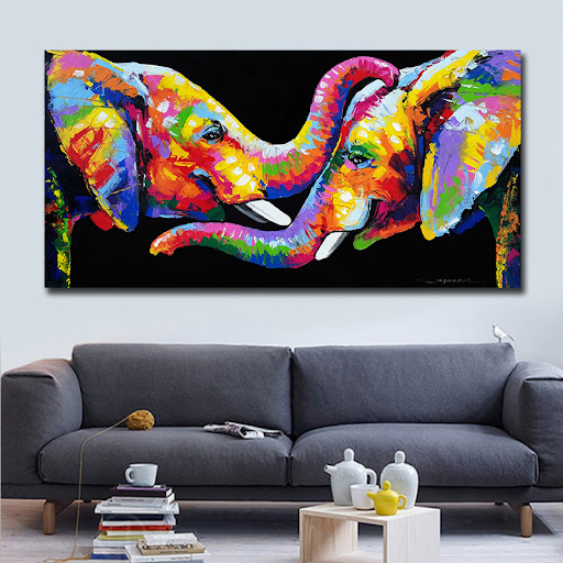 Title 4, Color Graffiti Elephant Bucket Nose Living Room...