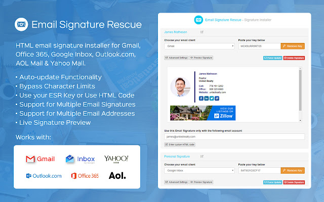 Email Signature Rescue chrome extension