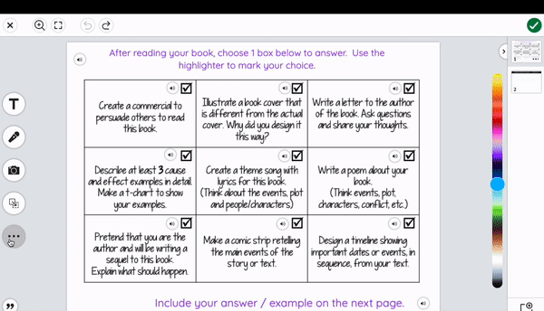 gif showing how to add a translucent colored square over each choice