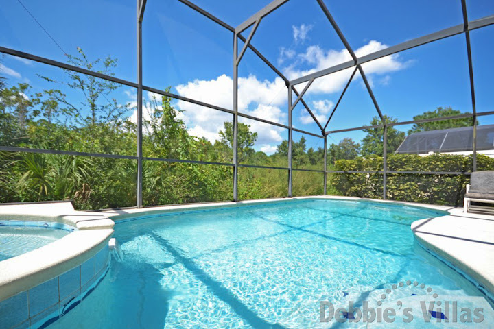 Kissimmee vacation villa with a scenic view from the private pool