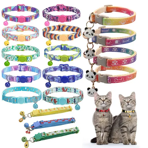 Cat Collars With Bell Cute Colorful Dog Puppy Cat Accessories Kitten Collar Adjustable Safety Bell Ring Necklace Pet Sup
