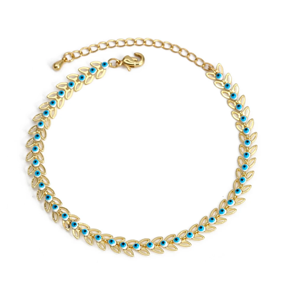 Pulsera geométrica para mujer con ojo azul, un accesorio nuevo. Un diseño único para añadir estilo y protección a tu look diario.