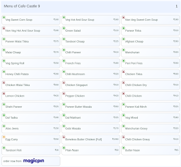 Cafe Castle 9 menu 