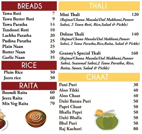 Granny's Flavour menu 