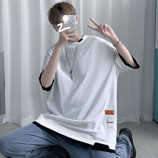 Title 5, Mens Summer Fake Two Piece Short Sleeved T Shi...