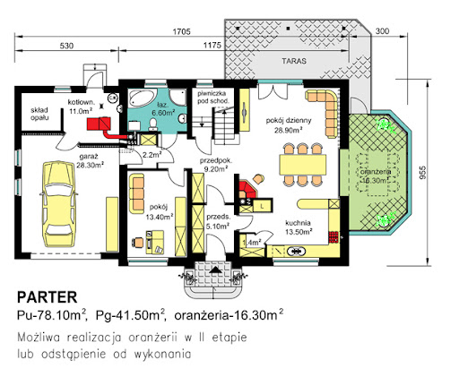 BW-44 wariant 2 - Rzut parteru