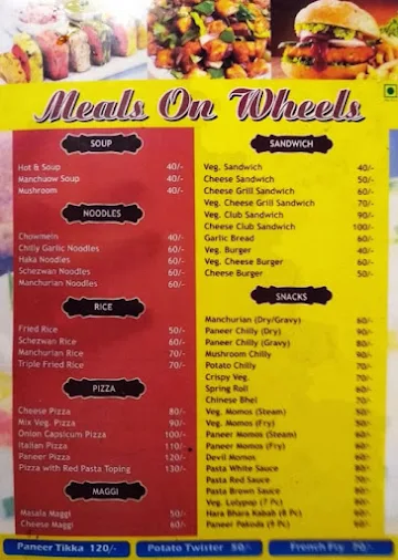 Meals On Wheels menu 