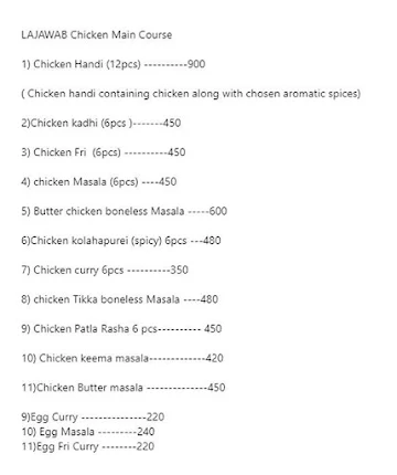 Lajawab Thalis & Biryani menu 