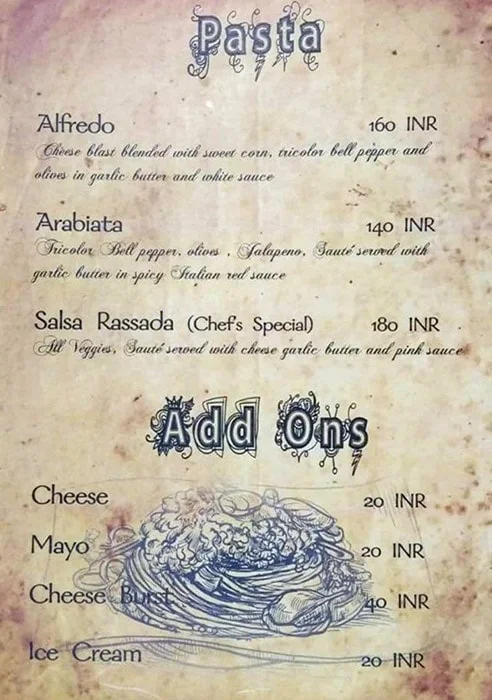 The Cue Cafe menu 