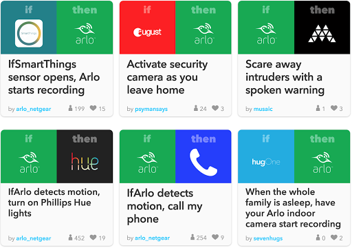 Autre exemple des fonctions de IFTTT avec Arlo