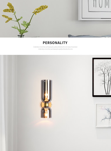 Title 2, Simple Double-headed Glass Bedside Wall Lamp