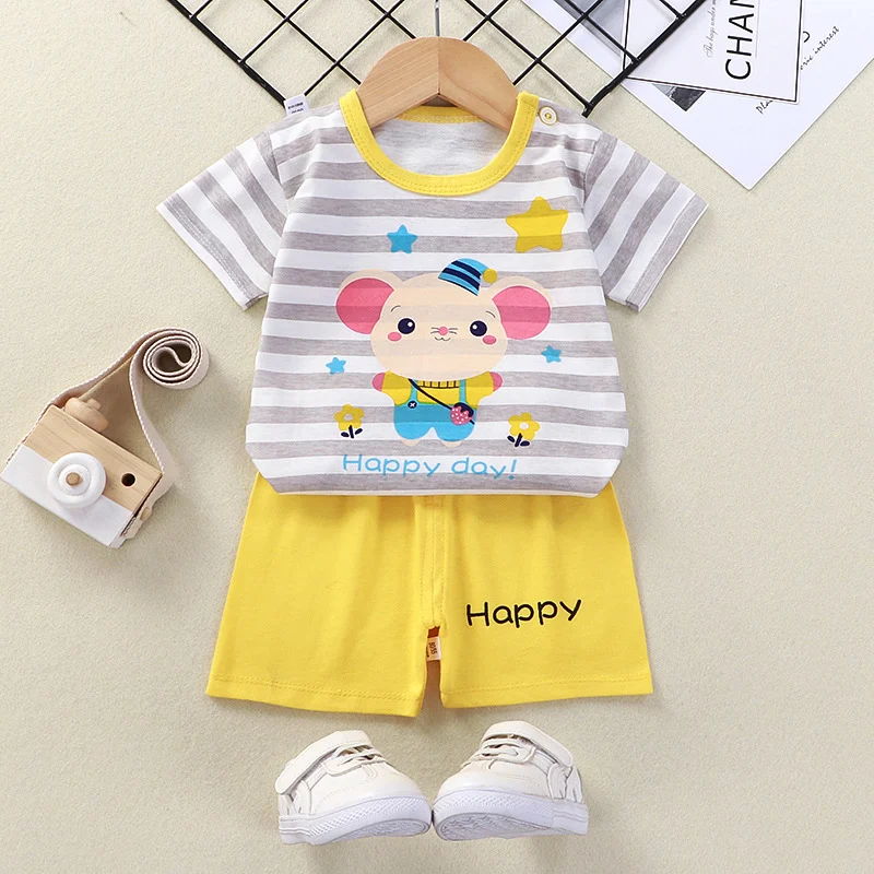 Ensemble t-shirt et short d'été pour enfants Garçons et filles Vêtements pour bébés et petits enfants Nouveauté Confort et légèreté.