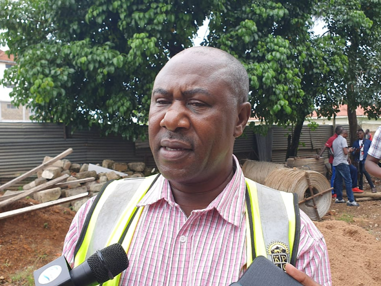 Kenya Power and Lighting Company Western Region Chief Security officer Bernard Ambaka at the scene where aluminium conductors worth Sh7 million were recovered on Saturday, April 13, 2024.