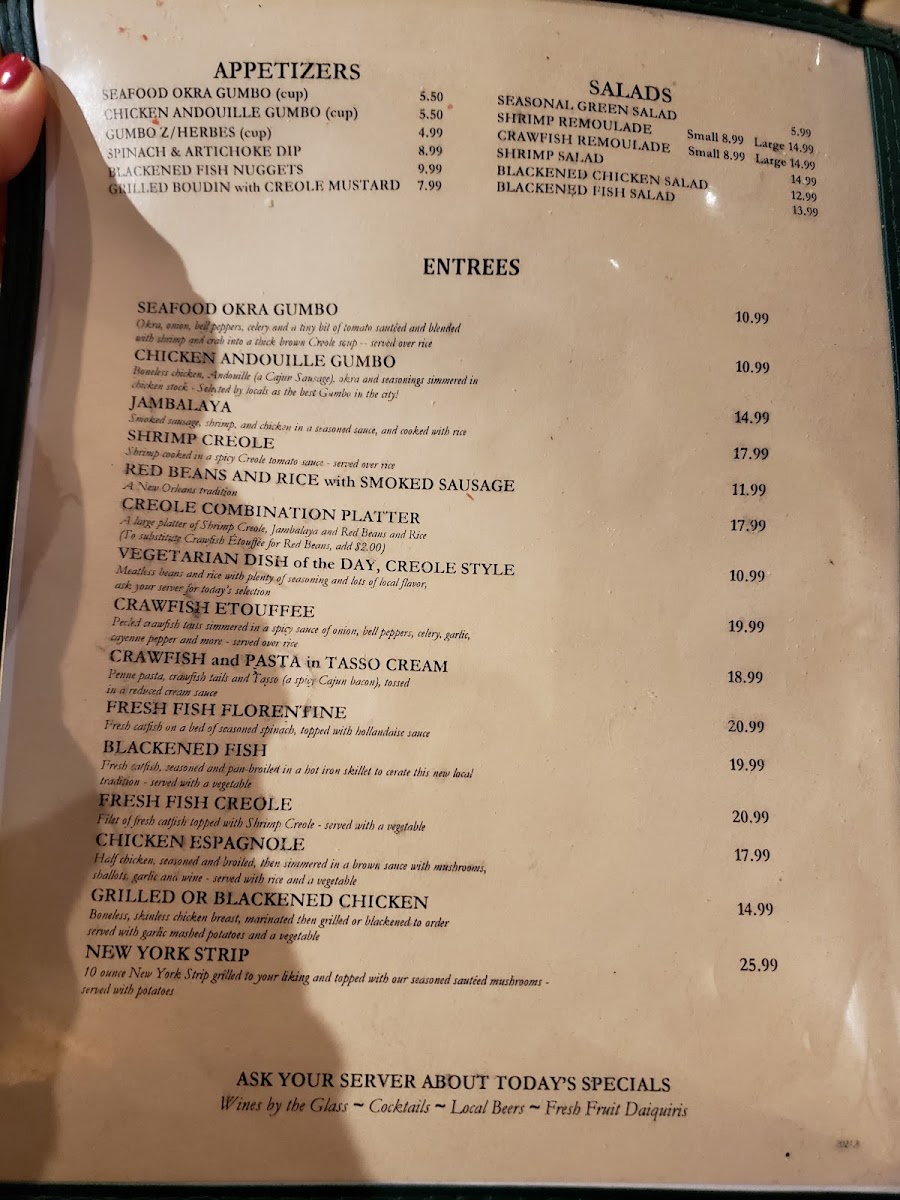 Gumbo Shop gluten-free menu