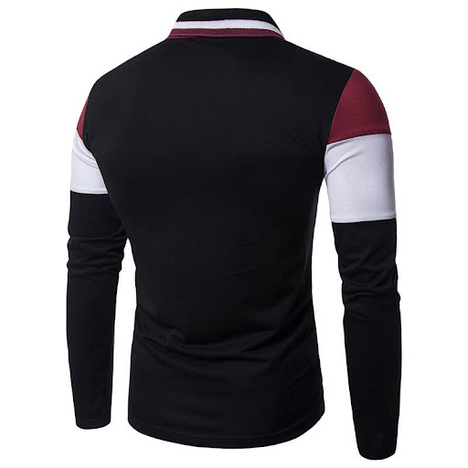 Title 1, Mens lapel polo color matching thin long sleeves