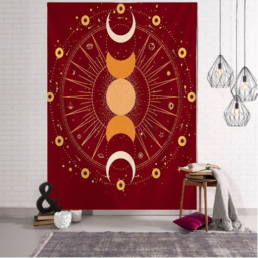 Title 1, Printed Moon Worship Tapestry Multifunctional S...
