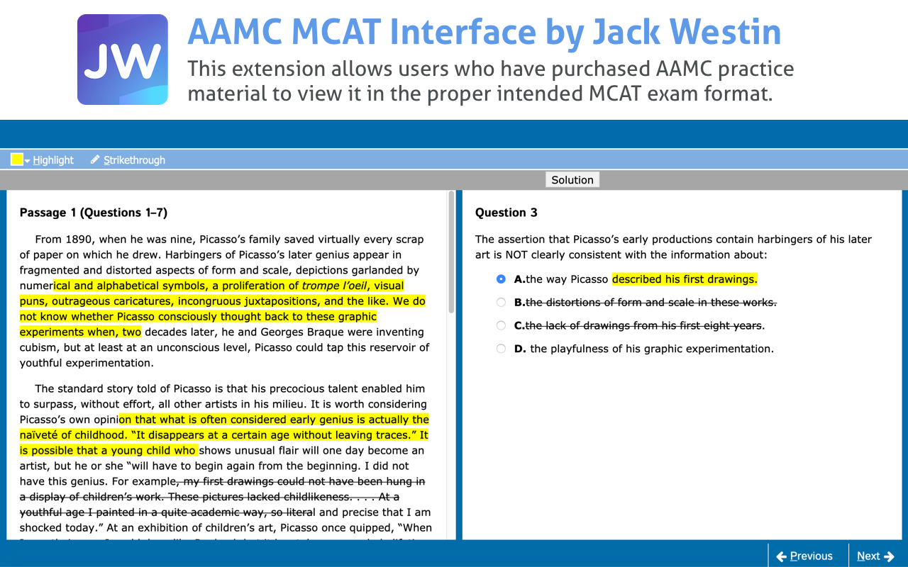 AAMC MCAT Interface by Jack Westin Preview image 0