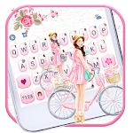 Cover Image of Download Floral Bicycle Girl Keyboard Theme 1.0 APK