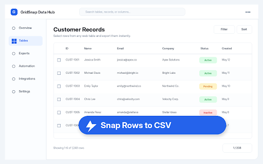 GridSnap: Table to CSV Exporter & Sheet Scraper screenshot 1