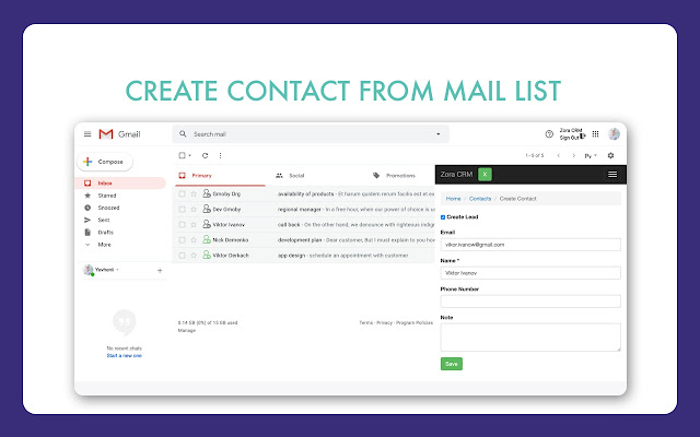 Zora CRM for Gmail