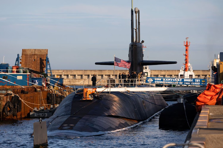 The USS Kentucky ballistic missile submarine in Busan, South Korea, on Wednesday, July 19, 2023.