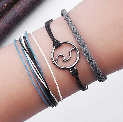 Bracelet bohème combiné, fil de cire et tissage, style ethnique unique, parfait pour un look décontracté et élégant, profitez du design.