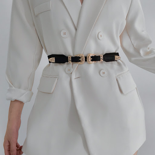 Title 11, Retro Womens Thin Black Belt Decorative Coat S...