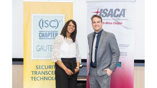 Arlene-Lynn Volmink (President: ISACA SA Chapter) and Terence Fogarty (President: (ISC)2).