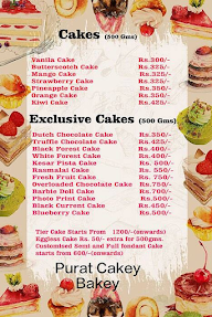 Purat Cakey Bakey menu 1