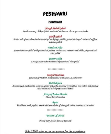 Peshawri - ITC Sonar menu 