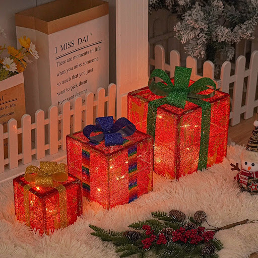 Title 3, Christmas Gift Box Three-piece Set Gift Decorat...