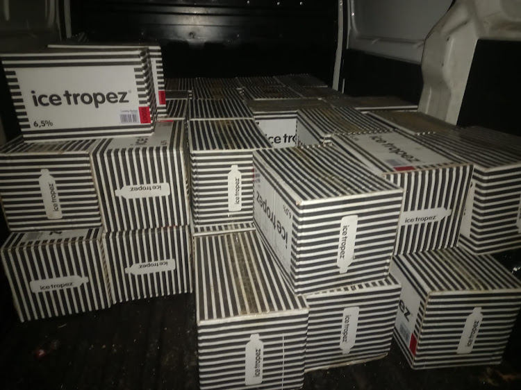 Boxes of suspected stolen Ice Tropez were found stored inside a truck.