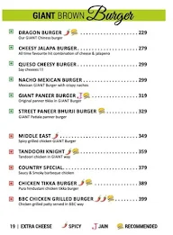 Brown Burger menu 1