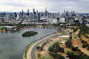 The Melbourne skyline ahead of the Australian Grand Prix. 