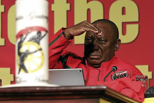 President Cyril Ramaphosa at the 13th Cosatu national congress in Midrand.