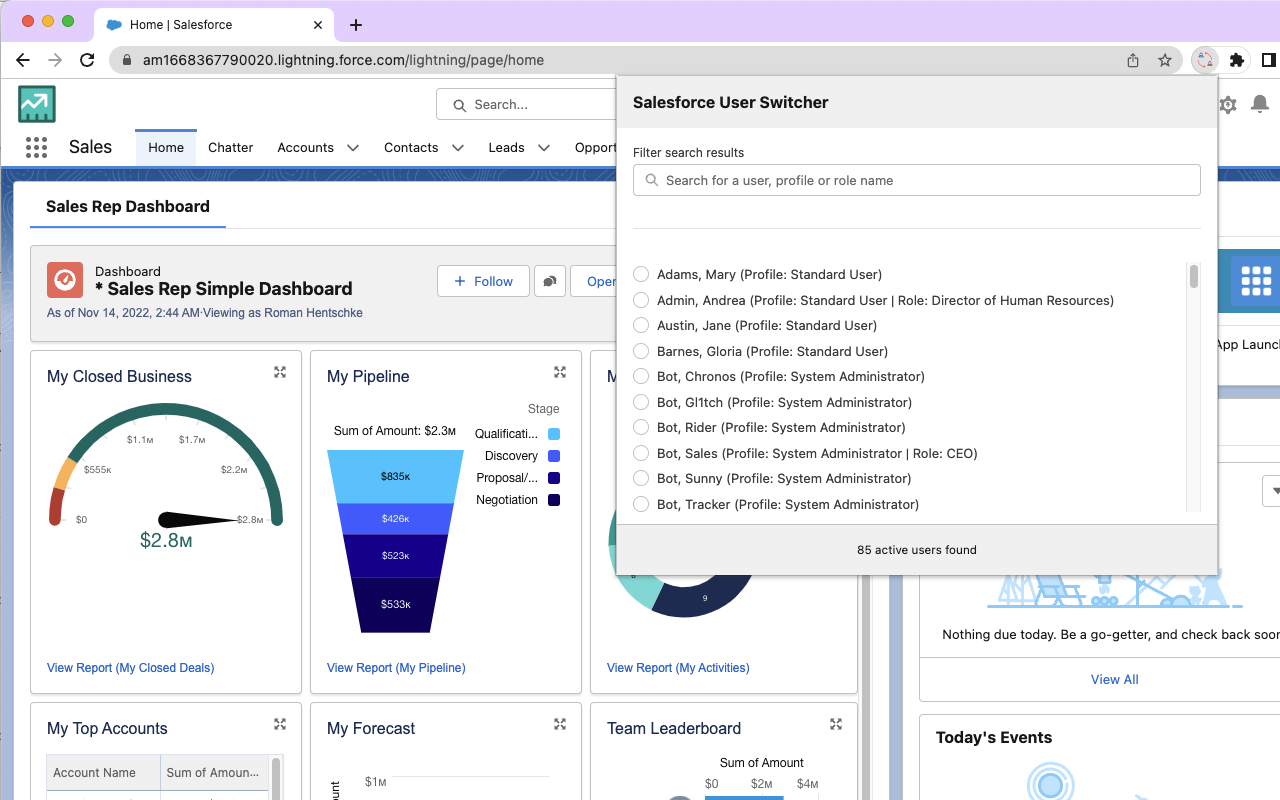 Salesforce User Switcher Preview image 0