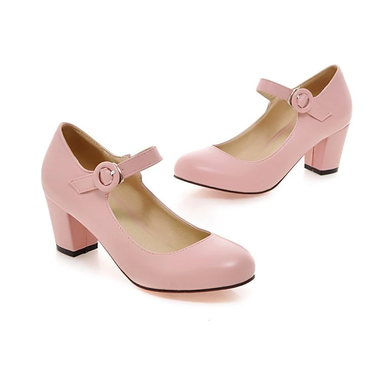 Title 7, Damen High Heels mit Schnalle, Frühling, runder...