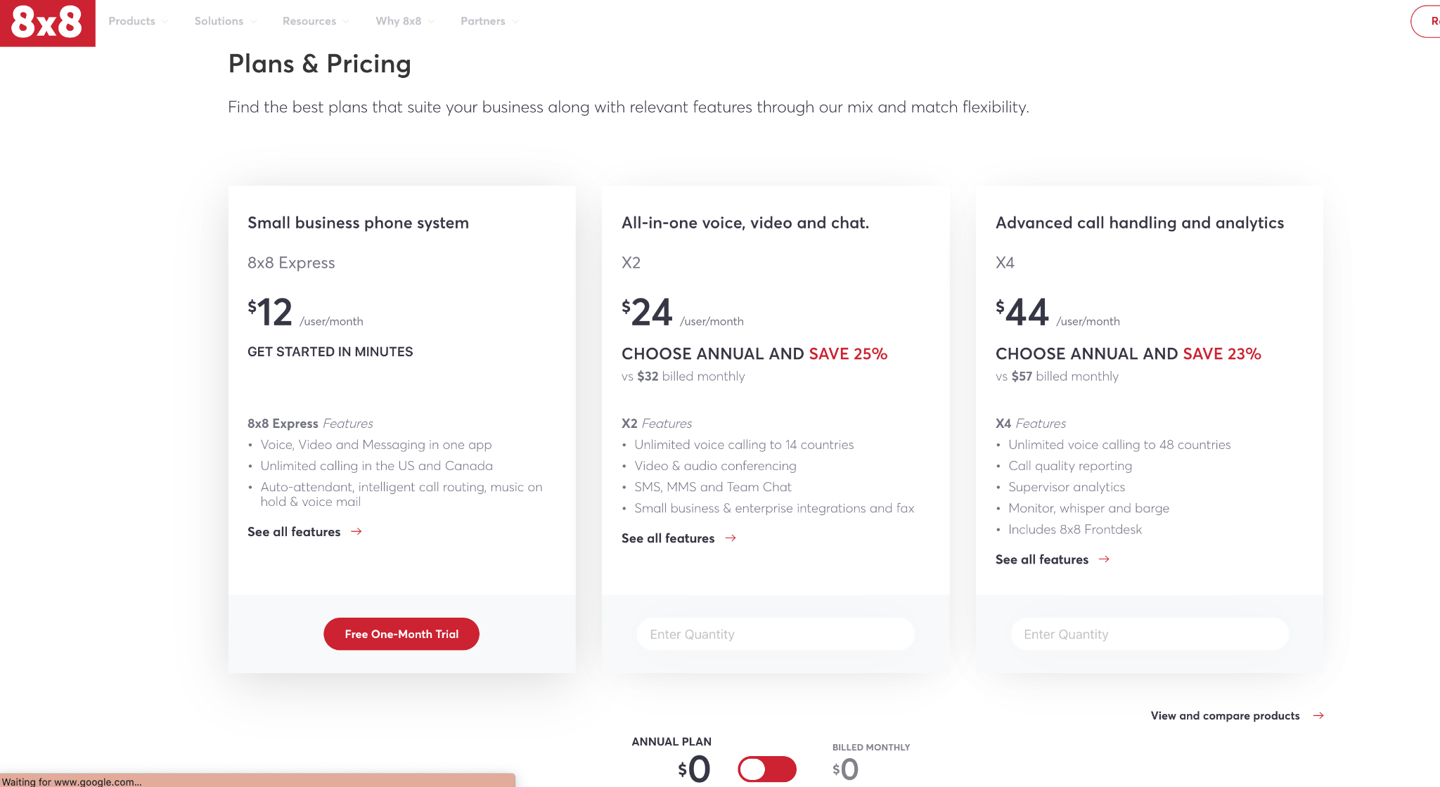 8x8 pricing plans