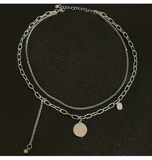 Title 2, Round Kitten Double-layer Pendant Necklace, an ...