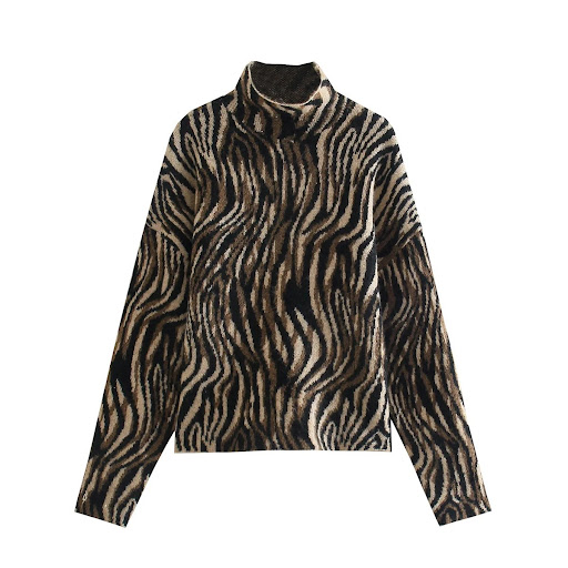 Title 5, Animal Print Jacquard Sweater With Womens Sweater