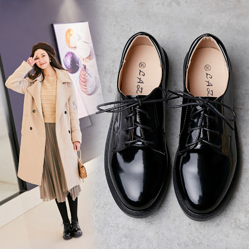 Title 2, College style round toe small leather shoes wit...