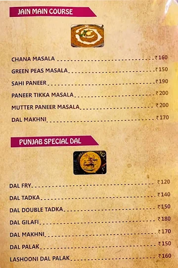 Punjab De Parathe menu 